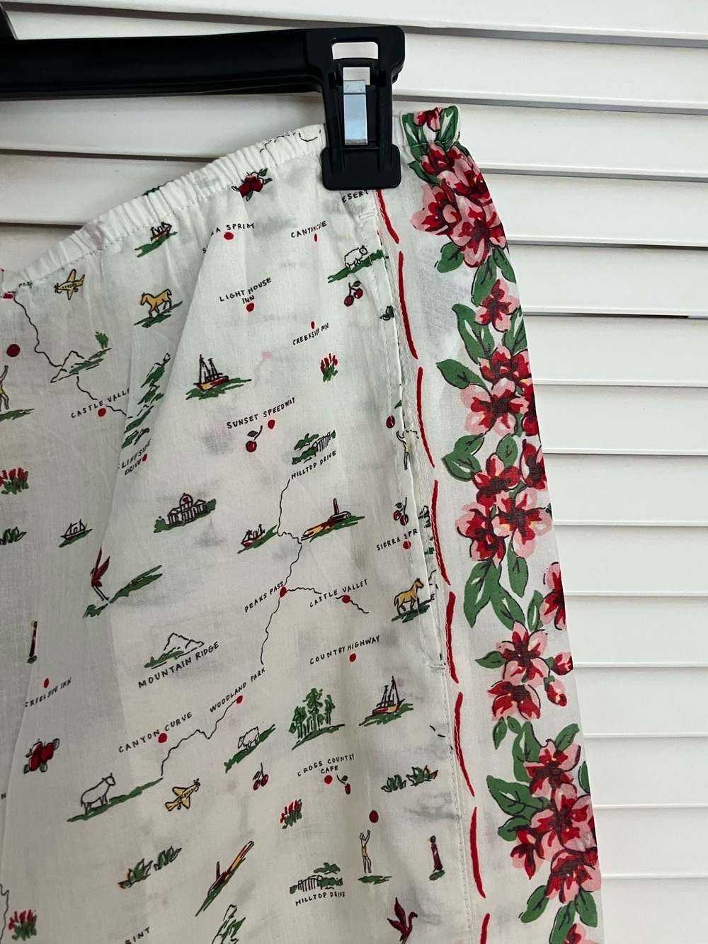 NWT J Crew Ivory Cotton Voile Beach Pants with Red Floral Side Trim - Picture 4 of 7